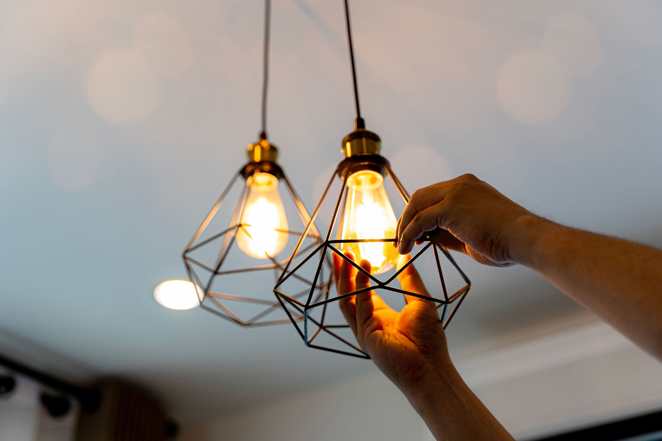 Indoor lighting installation with modern LED fixtures by B-Line Electric LLC in Prineville